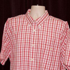 Orvis Red/White Check Size XXL Short Sleeves Men's Shirt Mint Condition